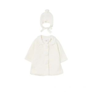 MAYORAL dívčí pletený set kabátek a čepice, bílá - 60 cm
