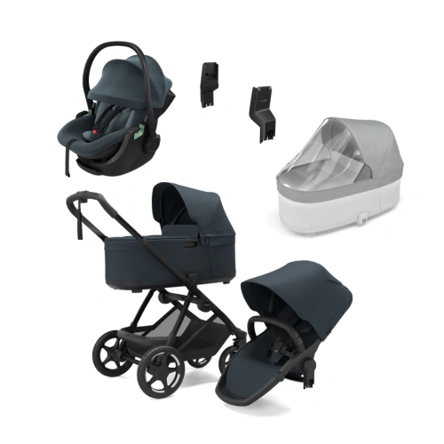 THULE akční set Charm 2v1 Darkest Blue + autosedačka Maple Dark Blue + adaptéry