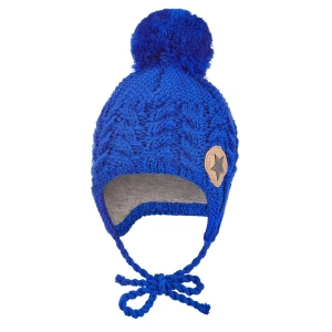 LITTLE ANGEL čepice pletená zavazovací copánky LA Outlast ® modrá vel. 3 | 42-44 cm