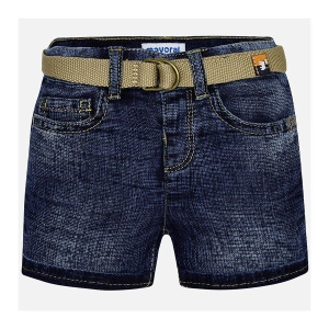 MAYORAL dětské jeansové kraťasy s páskem - tmavě modré - 98 cm