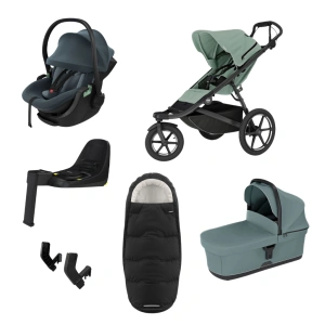 THULE Urban Glide 3 Mist Green magnetická spona + korba Mid Blue + autosedačka Maple + báze Alfi + fusak Elements M/L + adaptér MC (59)