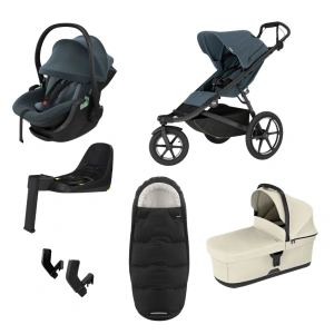 THULE Urban Glide 3 Dark Slate magnetická spona + korba Soft Beige + autosedačka Maple + báze Alfi + fusak Elements M/L + adaptér MC (58)