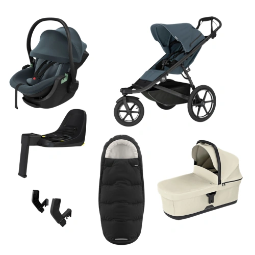 THULE Urban Glide 3 Dark Slate magnetická spona + korba Soft Beige + autosedačka Maple + báze Alfi + fusak Elements M/L + adaptér MC