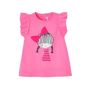 MAYORAL Dívčí šaty KR nášivka holčička neonově růžová - 80 cm
