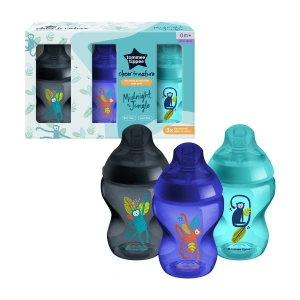 TOMMEE TIPPEE Kojenecká láhev C2N Jungle Blue 260ml 3ks 0m+ (1)