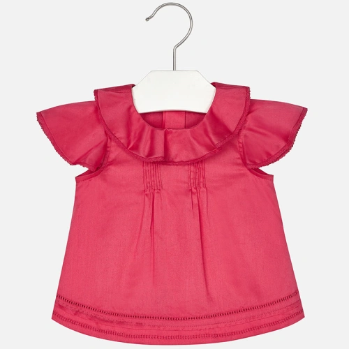 MAYORAL dívčí tričko s kanýrem a krajkou - růžové - 80 cm