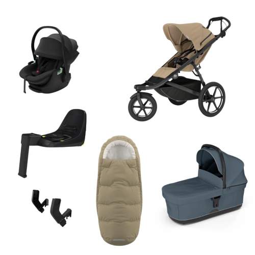 THULE Urban Glide 3 Gentle Beige magnetická spona + korba Dark Slate + autosedačka Maple + báze Alfi + fusak Elements M/L + adaptér MC