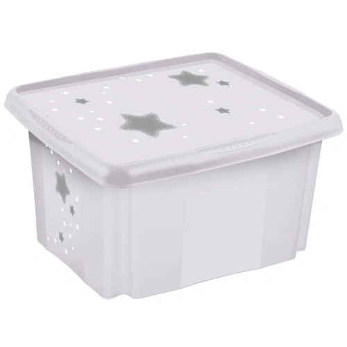 KEEEPER Úložný box s víkem velký "Stars", Bílá