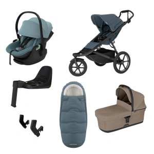 THULE Urban Glide 3 Dark Slate magnetická spona + korba Tinted Taupe + autosedačka Maple + báze Alfi + fusak Elements M/L + adaptér MC (37)