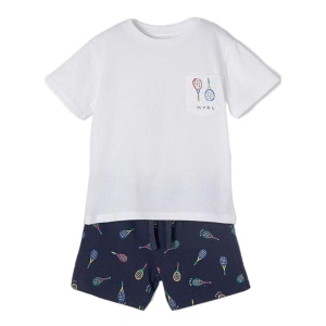 MAYORAL Chlapecký set tričko KR a kraťasy tenis, bílá, modrá - 116 cm