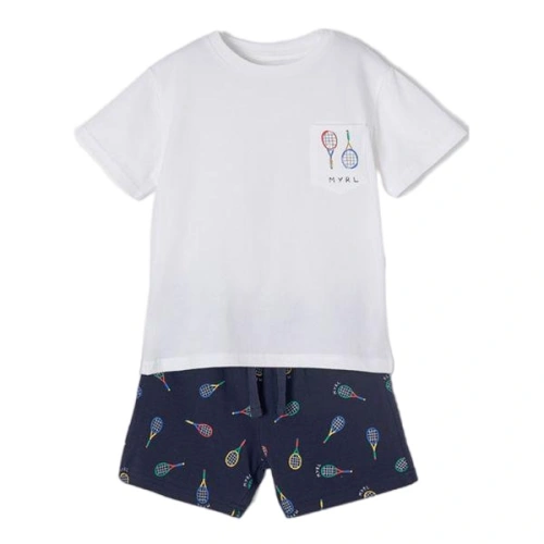 MAYORAL Chlapecký set tričko KR a kraťasy tenis, bílá, modrá