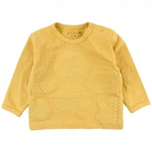 FIXONI dětské tričko s dlouhým rukávem a potiskem - tmavě žlutá - 56 cm
