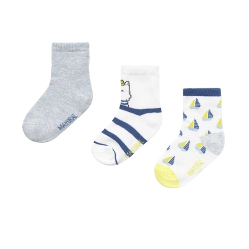 MAYORAL dětské ponožky 3 ks lodičky bílá, modrá