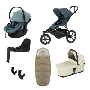 THULE Urban Glide 3 Dark Slate magnetická spona + korba Soft Beige + autosedačka Maple + báze Alfi + fusak Elements M/L + adaptér MC (47)