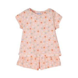 MAYORAL dívčí pyžamo tričko KR a kraťasy, hvězdičky oranžová - 104 cm