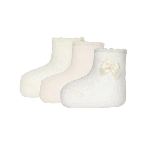 EWERS kojenecké ponožky 3ks mašlička béžová one size