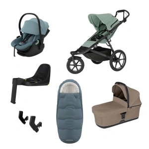 THULE Urban Glide 3 Mist Green magnetická spona + korba Tinted Taupe + autosedačka Maple Mid Blue+ báze Alfi + fusak Elements M/L Dark Slate + adaptér MC