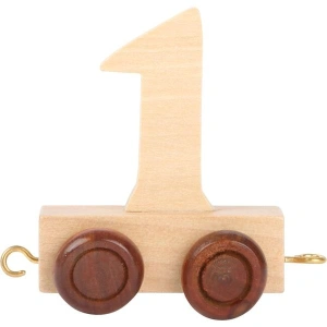 SMALL FOOT Vagónek dřevěné vláčkodráhy - přírodní číslice - číslo 1