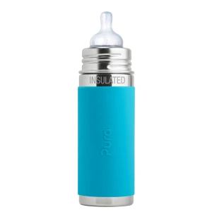 PURA kojenecká termo láhev 260 ml modrá aqua