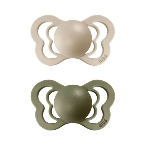 BIBS Couture dudlík ze silikonu 2 ks Vanilla/ Olive - velikost 2 (6m.+)