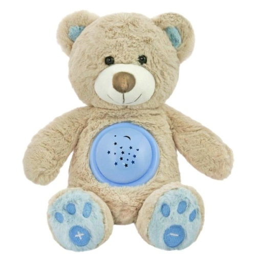 BABY MIX Plyšový usínáček s projektorem medvídek modrá