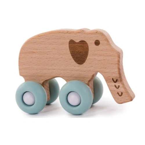 BO JUNGLE Dřevěný slon na kolečkách B-WOODY Elephant - Pastel Blue