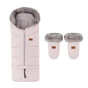 PETITE&MARS set zimní fusak Arctic 4v1 + rukavice na kočárek Fjora Rose Petal