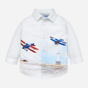 MAYORAL chlapecká košile letadlo bílá - 80 cm