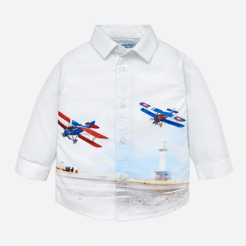MAYORAL chlapecká košile letadlo bílá