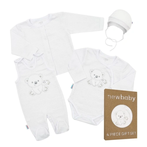 NEW BABY kojenecká soupravička do porodnice Sweet Bear bílá - 50 cm