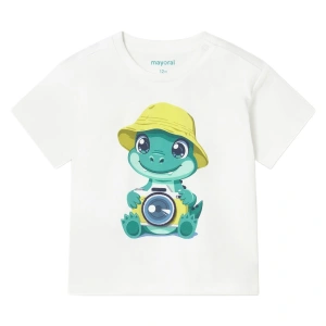 MAYORAL chlapecké tričko KR s potiskem krokodýla bílá