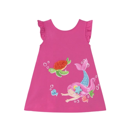 MAYORAL dívčí letní šaty interaktivní obrázek Mořská panna růžová