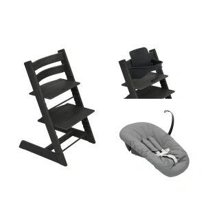 STOKKE Tripp Trapp bundle židlička, baby set a newborn set Black, Anthracite NBS