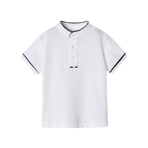MAYORAL chlapecké polo tričko s mao límečkem KR bílá