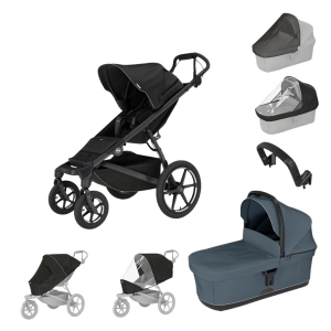 THULE Urban Glide 4-wheel Black + korba Dark Slate + pláštěnka + moskytiéra + madlo + pláštěnka a moskytiéra na korbu