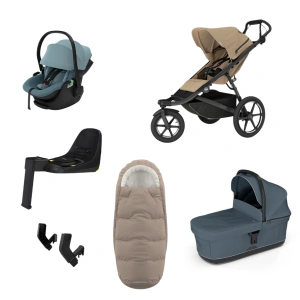 THULE Urban Glide 3 Gentle Beige magnetická spona + korba Dark Slate + autosedačka Maple + báze Alfi + fusak Elements M/L + adaptér MC (45)