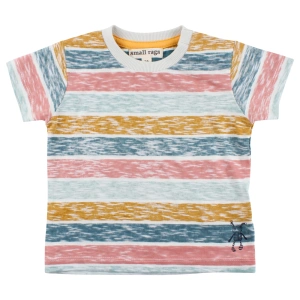SMALL RAGS chlapecké tričko KR barevné pruhy béžová - 116 cm