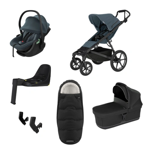 THULE Urban Glide 4-wheel Dark Slate magnetická spona + korba Black + autosedačka Maple + báze Alfi + fusak Elements M/L + adaptér MC