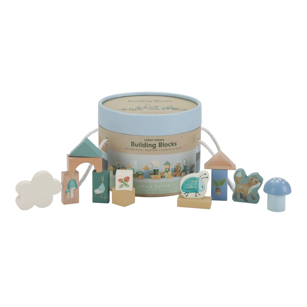 LITTLE DUTCH kostky dřevěné 50 ks v tubě Forest Friends