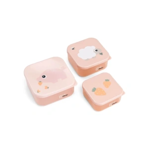 DONE BY DEER svačinové boxy Tiny farm 3ks růžová