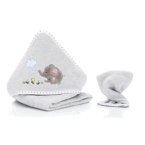 Fillikid osuška s kapucí + žínka elephant grey
