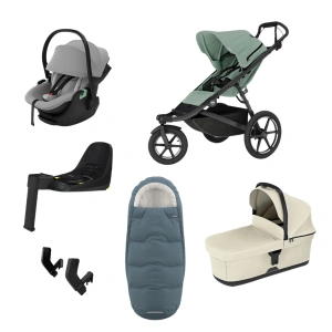 THULE Urban Glide 3 Mist Green magnetická spona + korba Soft Beige + autosedačka Maple + báze Alfi + fusak Elements M/L + adaptér MC (56)
