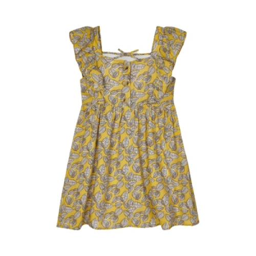 MAYORAL dívčí letní šaty s listy, žlutá