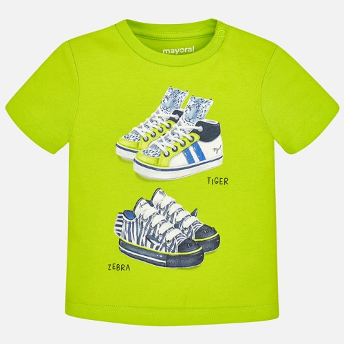 MAYORAL dětské tričko s krátkým rukávem a potiskem Tenisky - zelené - 80 cm