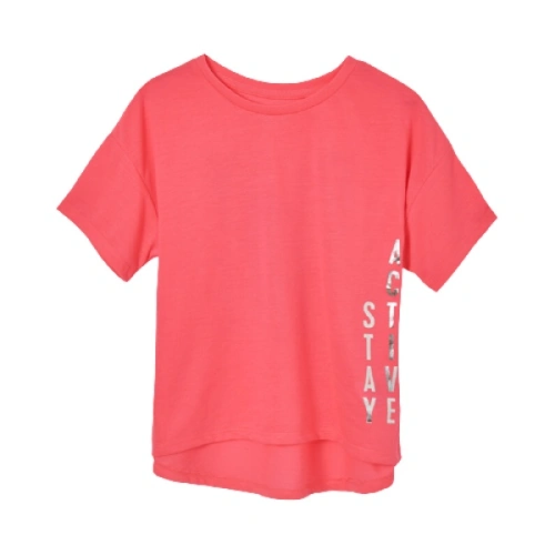 MAYORAL dívčí tričko KR neon růžové se stříbrným nápisem