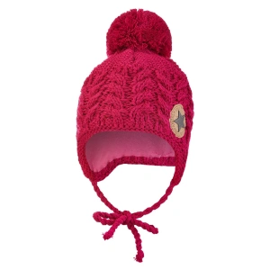 LITTLE ANGEL čepice pletená zavazovací copánky LA Outlast ® růžová vel. 3 | 42-44 cm