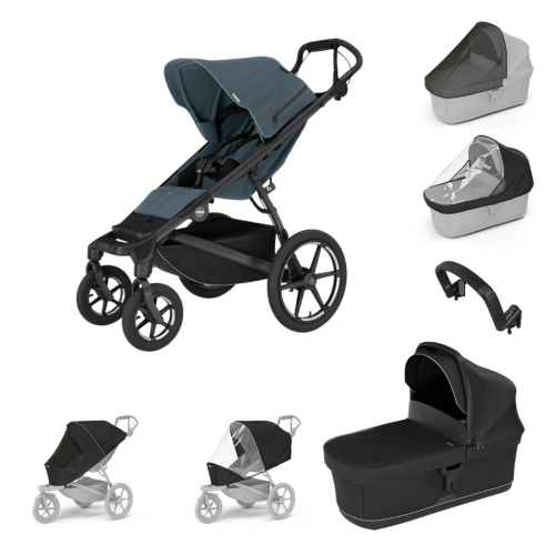 THULE Urban Glide 4-wheel Dark Slate + korba + pláštěnka + moskytiéra + madlo + pláštěnka a moskytiéra na korbu