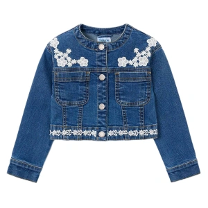 MAYORAL dívčí džínová bunda DR s krajkovými detaily modrá