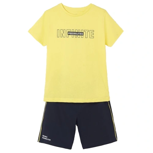 MAYORAL Chlapecký set tričko KR Infinite a kraťasy žlutá/modrá