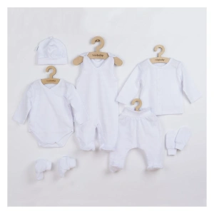 NEW BABY 7-dílná kojenecká soupravička do porodnice I am bílá - 62 cm